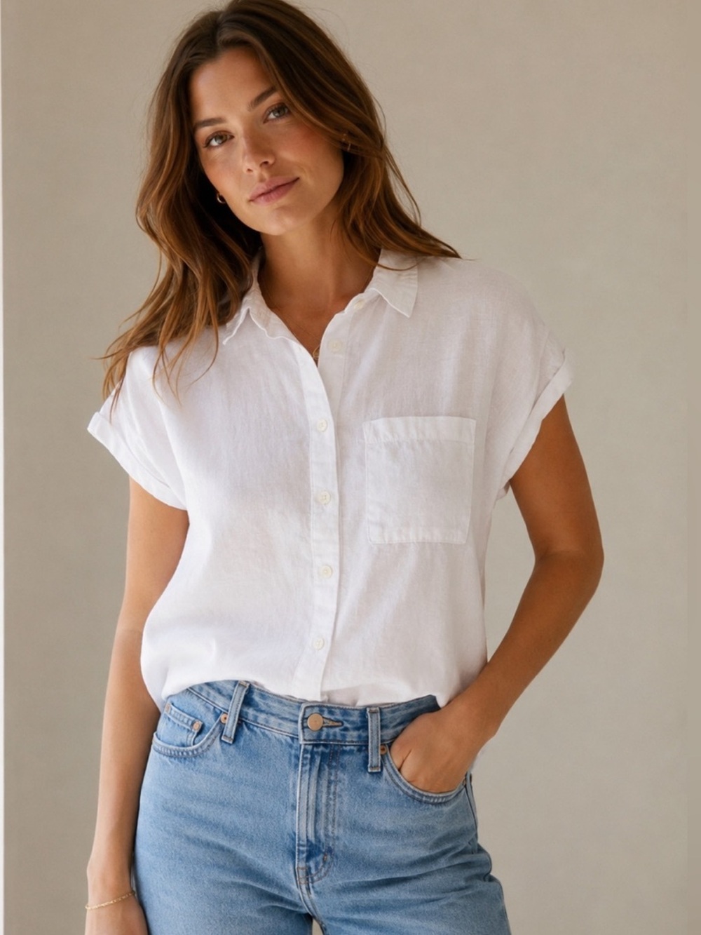 Orvis White Linen Blend Button Front Shirt XL Oversized Relaxed Coastal